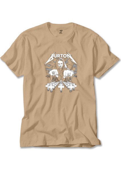 Metallica Cliff Burton Face Krem Tişört Liyada