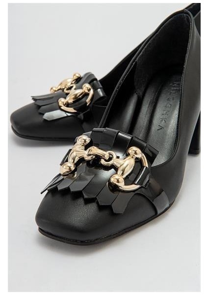 Kadın MNC Siyah Tokalı Kalın Topuklu Ayakkabı