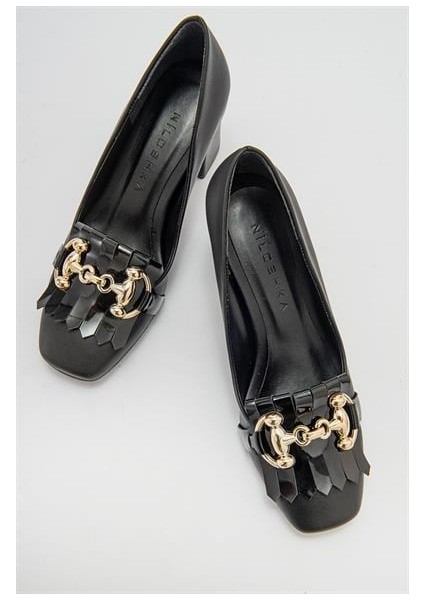 Kadın MNC Siyah Tokalı Kalın Topuklu Ayakkabı