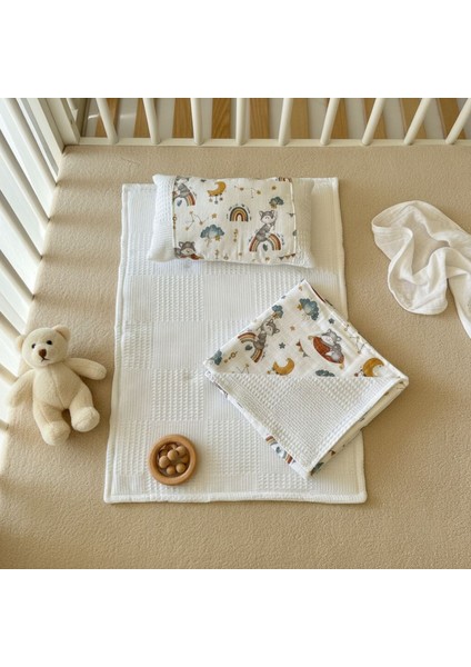 Battaniyeli 3'lü Müslin Alt Açma Seti, Minderi, Müslin, Bebek Yastığı, Yenidoğan, Bebek Ürünleri indirimleri