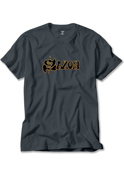 Saxon Gold Logo Füme Tişört Liyada
