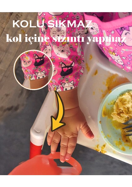 Uzun Kollu Mama Önlüğü - Pembe | Blw Uyumlu, Sıvı Geçirmez, Ipsiz Güvenli Tasarım modelleri