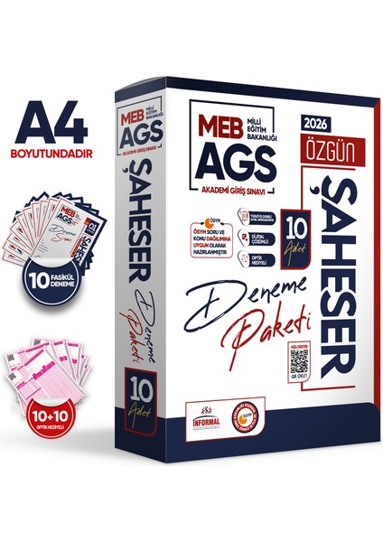 2026 Meb Ags Şaheser Deneme Paketi Yeni Sistem 10LU Kurumsal Çözümlü Deneme(Tg Mobil Değerlendirme)