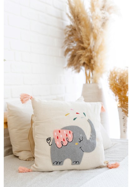 El Işçiliği Fil2 Desen Punch Çocuk Kırlenti – Buldan Dokuması (43X43 Cm) fiyatları