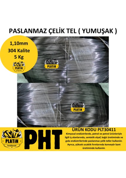 304 Kalite Paslanmaz Çelik Tel 1,10MM ( Yumuşak Parlak ) 5 kg fiyatları