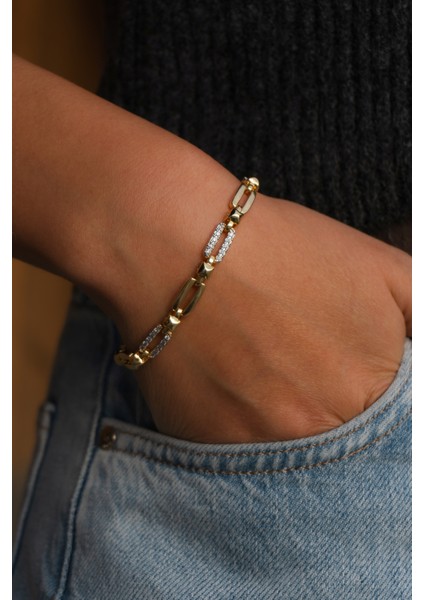 Zirkon Taşlı Gold Çelik Bileklik fiyatları