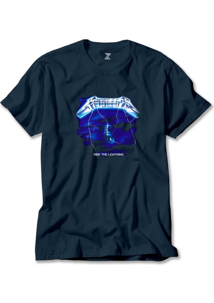 Metallica Ride The Lightning Lacivert Tişört Liyada