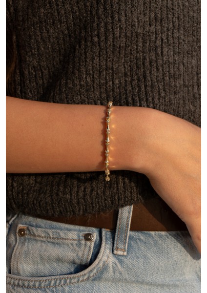 Zirkon Taşlı Gold Çelik Bileklik fiyatları