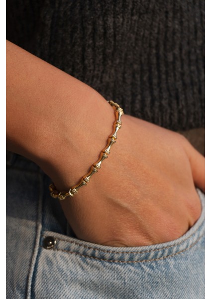 Zirkon Taşlı Gold Çelik Bileklik modelleri