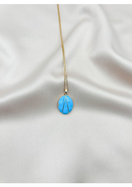 Fıora Mavi Kadın Çelik Kolye - Kadın Hediyelik Zarif Şık