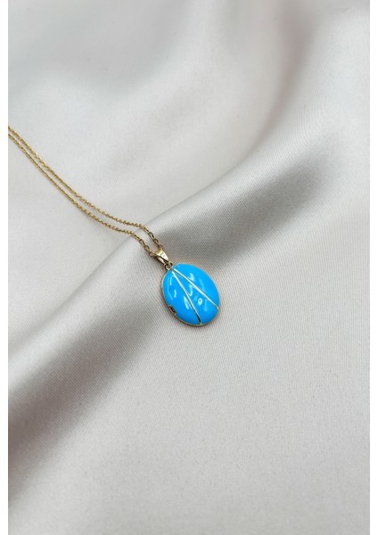 Fıora Mavi Kadın Çelik Kolye - Kadın Hediyelik Zarif Şık