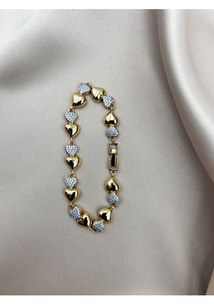 Fıora Kalp Kesim Bileklik Gold - Zirkon Taşlı | Kadın Şık Hediyelik fiyatları