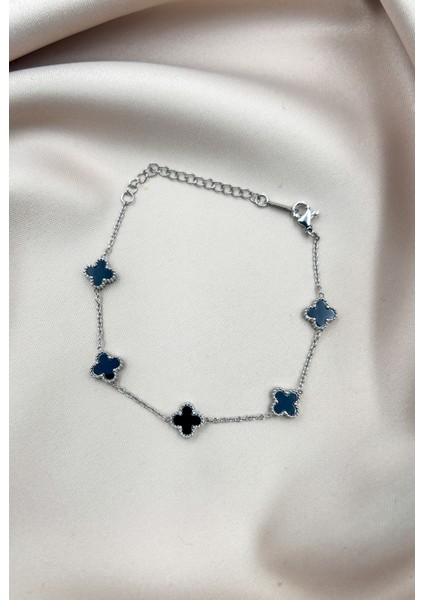 Fıora Yonca Bileklik Gümüş Siyah | 316L Çelik - Kararmaz | Hediyelik Kadın fiyatları