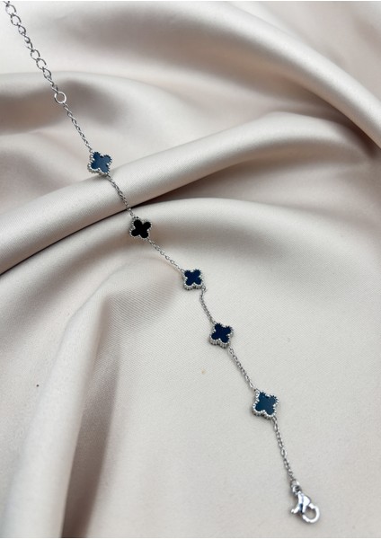 Fıora Yonca Bileklik Gümüş Siyah | 316L Çelik - Kararmaz | Hediyelik Kadın fırsatları