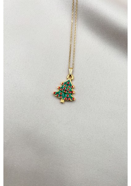 Fiora Kolye Yeni Yıl Çam Ağacı Uçlu Ayarlanabilir Kolye Gold Zincir Paslanmaz modelleri
