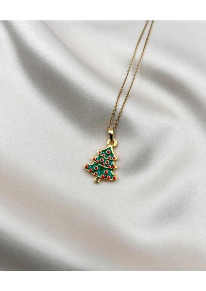 Fiora Kolye Yeni Yıl Çam Ağacı Uçlu Ayarlanabilir Kolye Gold Zincir Paslanmaz fırsatları
