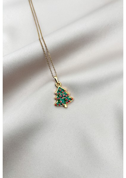 Fiora Kolye Yeni Yıl Çam Ağacı Uçlu Ayarlanabilir Kolye Gold Zincir Paslanmaz indirimleri