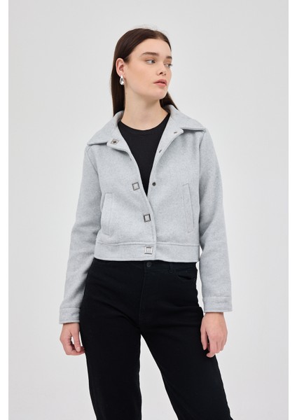 Gri Kısa Astarlı Kaşe Kadın Ceket 3055A fiyatları