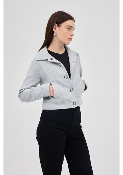 Gri Kısa Astarlı Kaşe Kadın Ceket 3055A modelleri