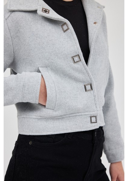 Gri Kısa Astarlı Kaşe Kadın Ceket 3055A indirimleri