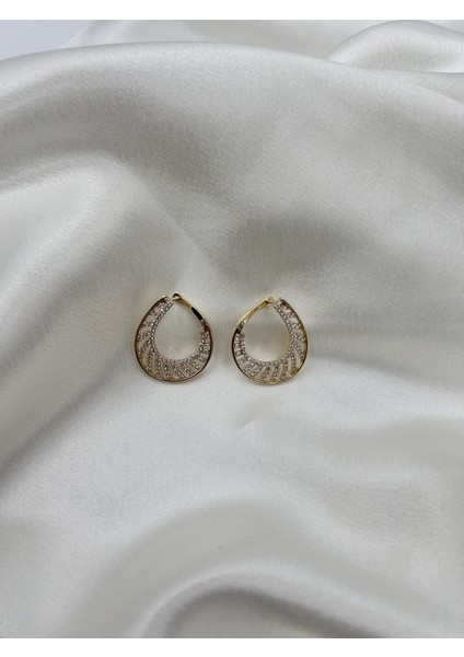 Fıora Taşlı Gold Kaplama Xuping Paslanmaz Çelik Küpe