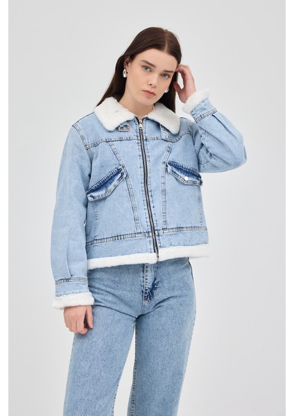 Buzkar İçi Kürklü Crop Jean Kadın Ceket 6010 fiyatları