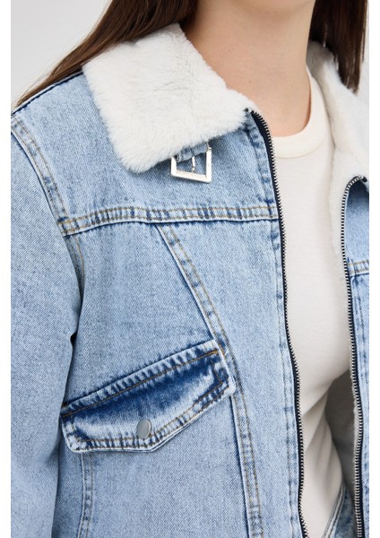 Buzkar İçi Kürklü Crop Jean Kadın Ceket 6010 indirimleri