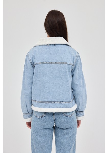 Buzkar İçi Kürklü Crop Jean Kadın Ceket 6010