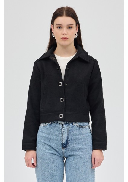 Siyah Kısa Astarlı Kaşe Kadın Ceket 3055A fiyatları