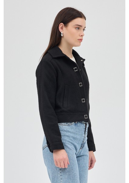 Siyah Kısa Astarlı Kaşe Kadın Ceket 3055A modelleri