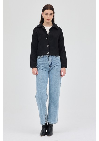 Siyah Kısa Astarlı Kaşe Kadın Ceket 3055A fırsatları