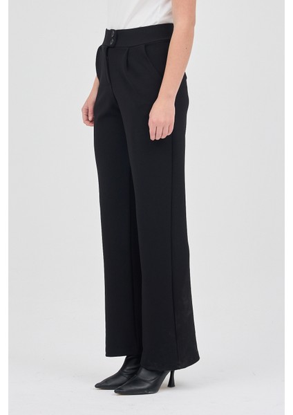 Siyah Çift Düğmeli Kadın Pantolon 5010 fırsatları