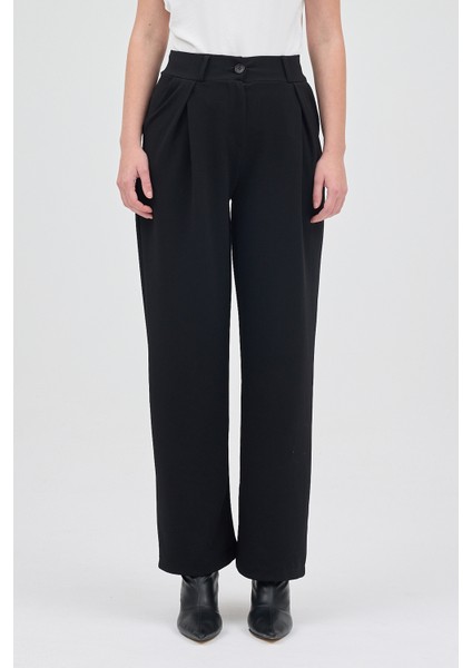 Siyah Tek Düğmeli Pensli Kadın Pantolon 5011 modelleri