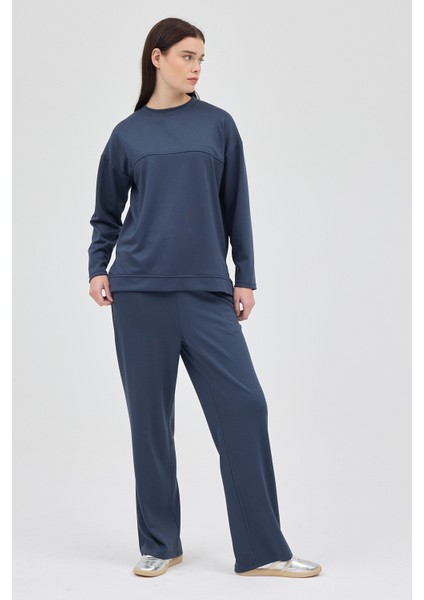 Antrasit Bisiklet Yaka Kadın Pantolon Takım 8213A modelleri