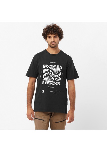 Running Graphic Erkek Siyah Koşu Tişört indirimleri