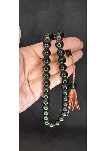 Çubuk Kehribar Tesbih Koyu Yeşil Küre Kesim T-419 Hediyelik indirimleri