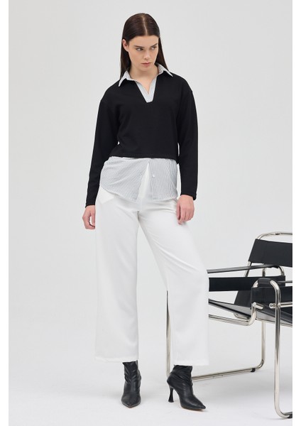 Siyah Gömlek Yaka Detaylı Triko Bluz 8241A fırsatları