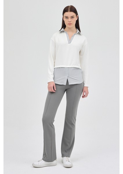 8241A Gömlek Detay Bluz Ekru fırsatları