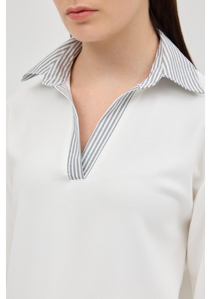 8241A Gömlek Detay Bluz Ekru indirimleri