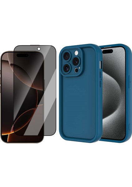 iPhone 15 Pro Max Kılıf Kamera Korumalı Zore Ananas Kapak + Hayalet Cam Ekran Koruyucu