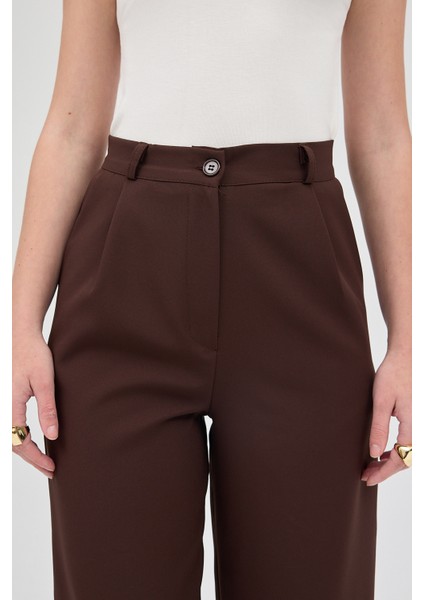 Acı Kahve Pile Detaylı Yüksek Bel Palazzo Kadın Pantolon 4003A indirimleri