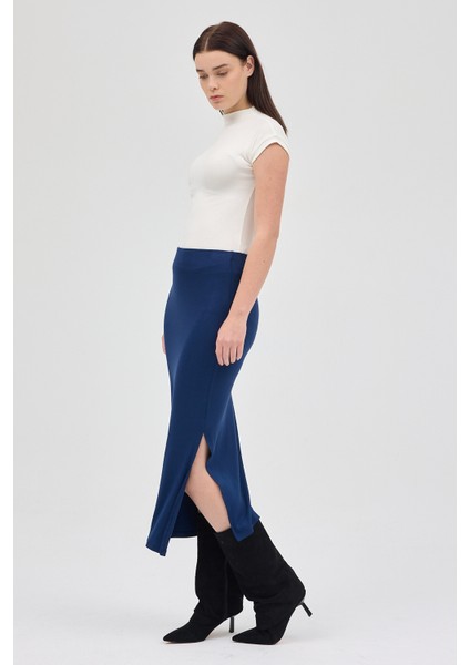 Laci Likralı Uzun Lastik Bel Etek 8157A