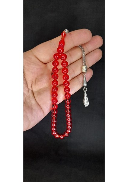 Çubuk Kehribar Tesbih Küre Kesim Kırmızı Renkli T-424 fırsatları