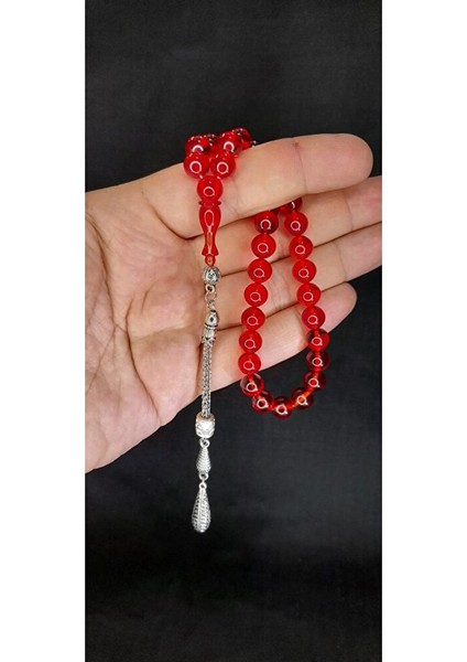 Çubuk Kehribar Tesbih Küre Kesim Kırmızı Renkli T-424 indirimleri