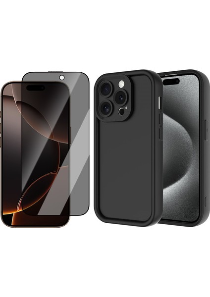 iPhone 15 Pro Kılıf Kamera Korumalı Zore Ananas Kapak + Hayalet Cam Ekran Koruyucu