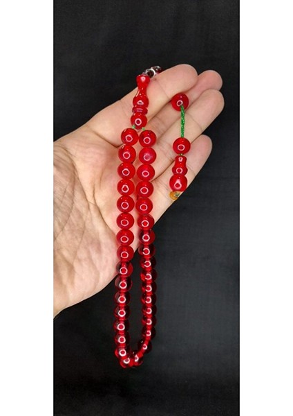 Çubuk Kehribar Tesbih Küre Kesim Kırmızı Renk T-416 fırsatları
