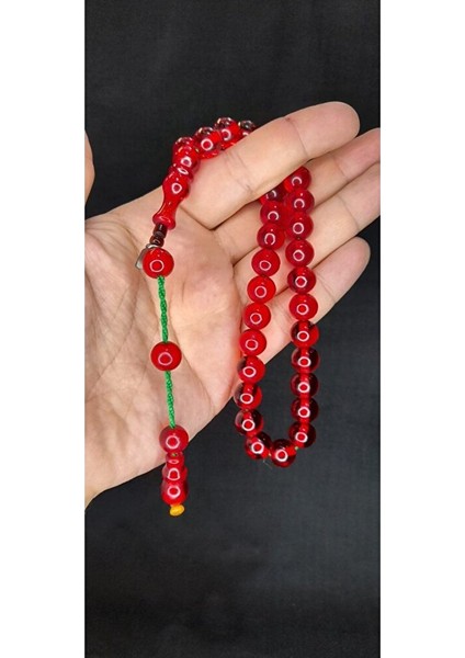 Çubuk Kehribar Tesbih Küre Kesim Kırmızı Renk T-416 indirimleri