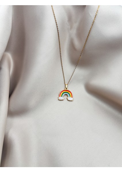 Fıora Gökkuşağı Kolye Ayarlanabilir Gold Renk Zincir Paslanmaya Karşı Dayanıklı indirimleri
