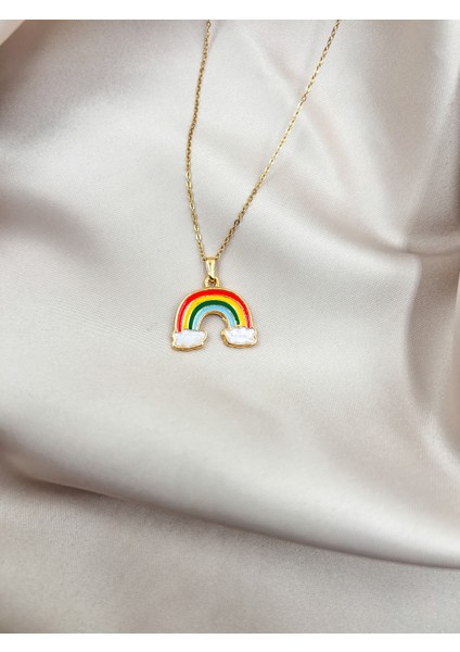 Fıora Gökkuşağı Kolye Ayarlanabilir Gold Renk Zincir Paslanmaya Karşı Dayanıklı