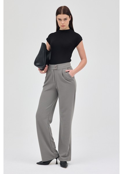 Gri Çift Düğmeli Kadın Pantolon 5010 fiyatları